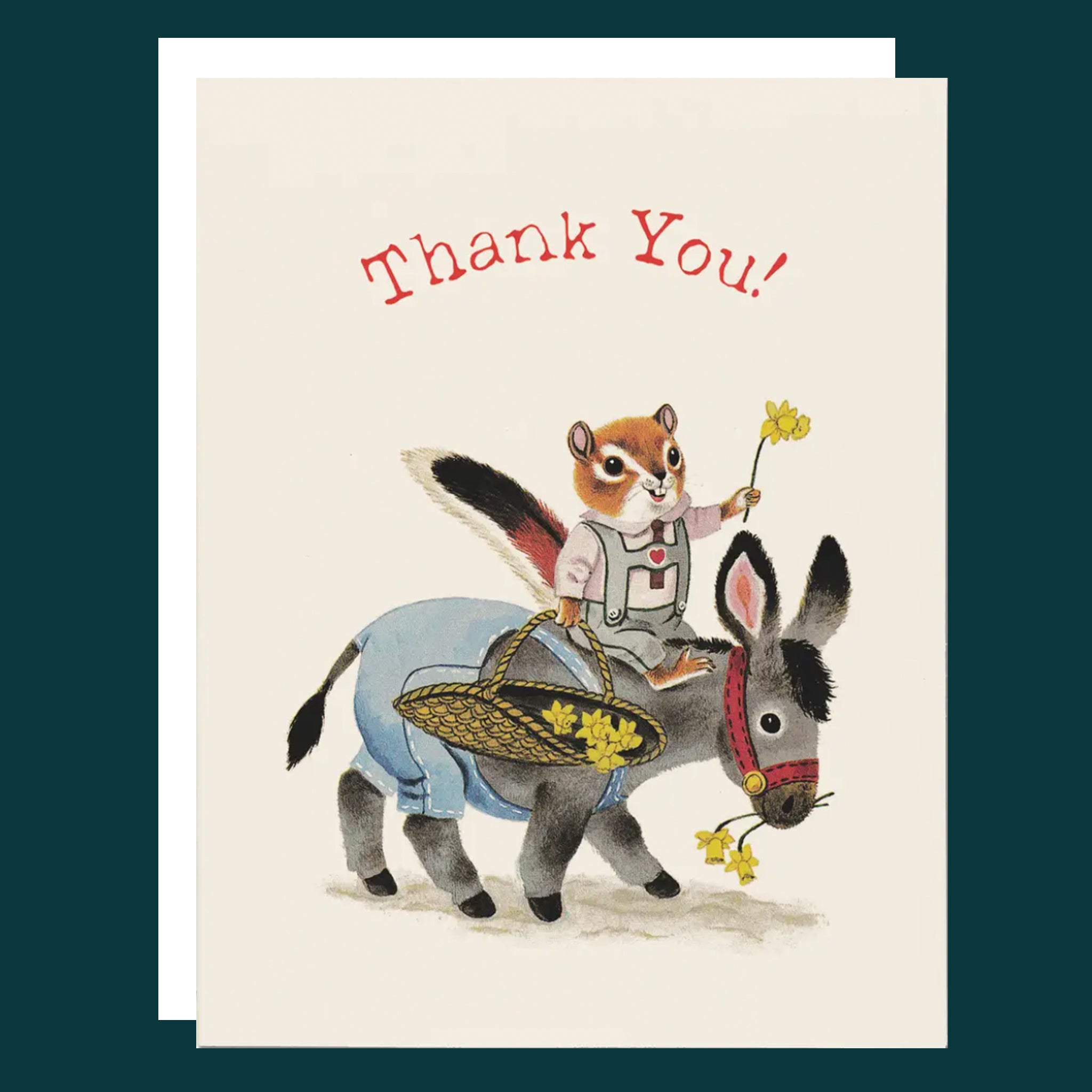 "Thank You" chipmunk and donkey card. 