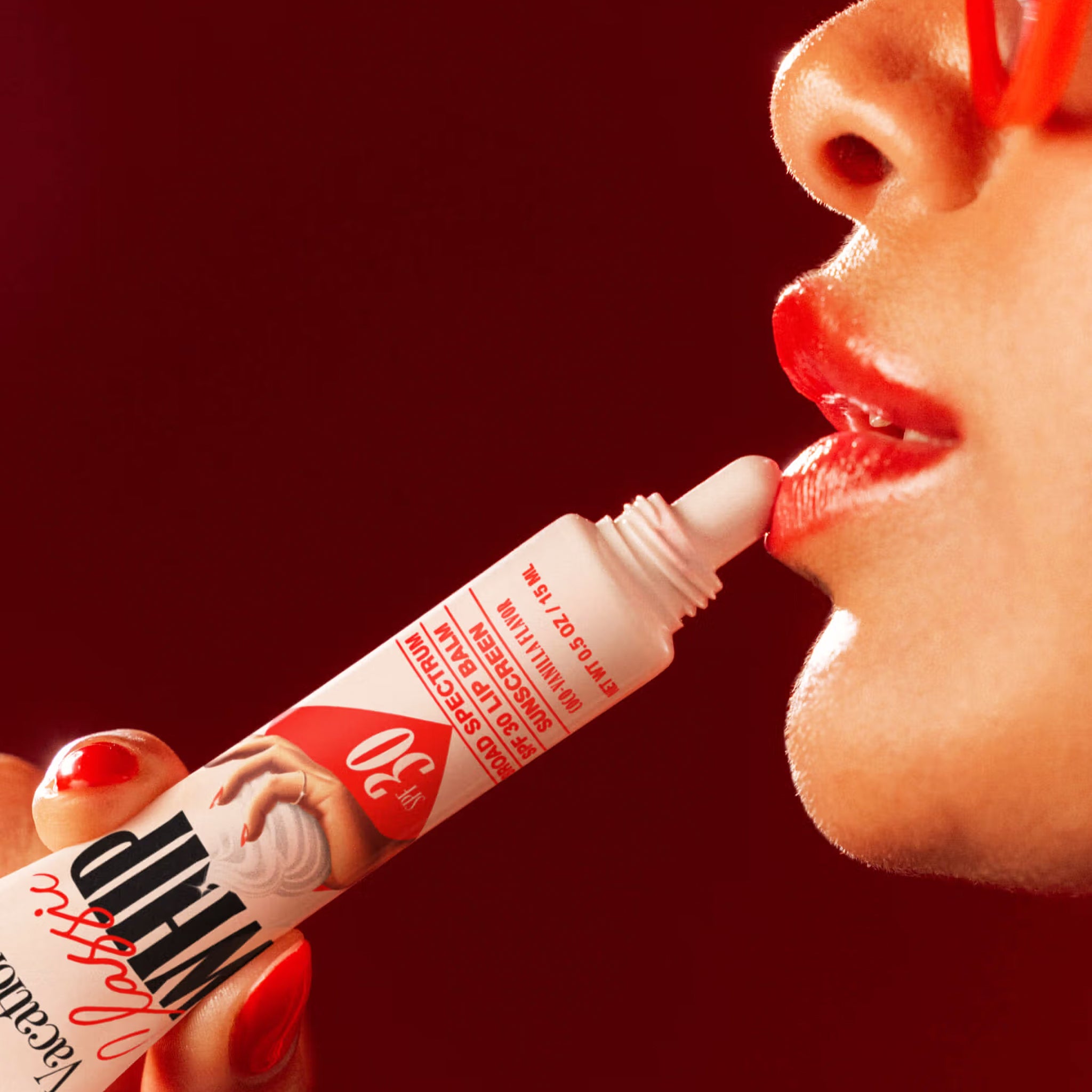 Lip balm tube with text that reads, "Vacation Classic Whip Lip Balm". 