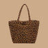 A leopard print puffer tote bag. 