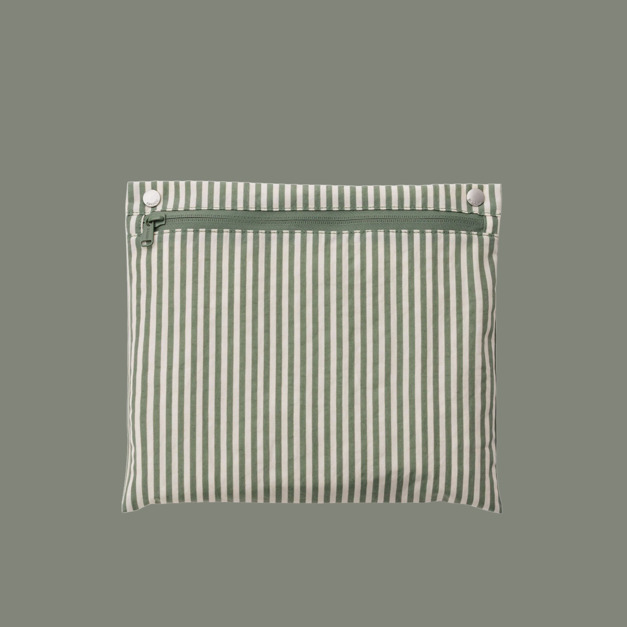 sage colored small pouch wtih silver rivets.