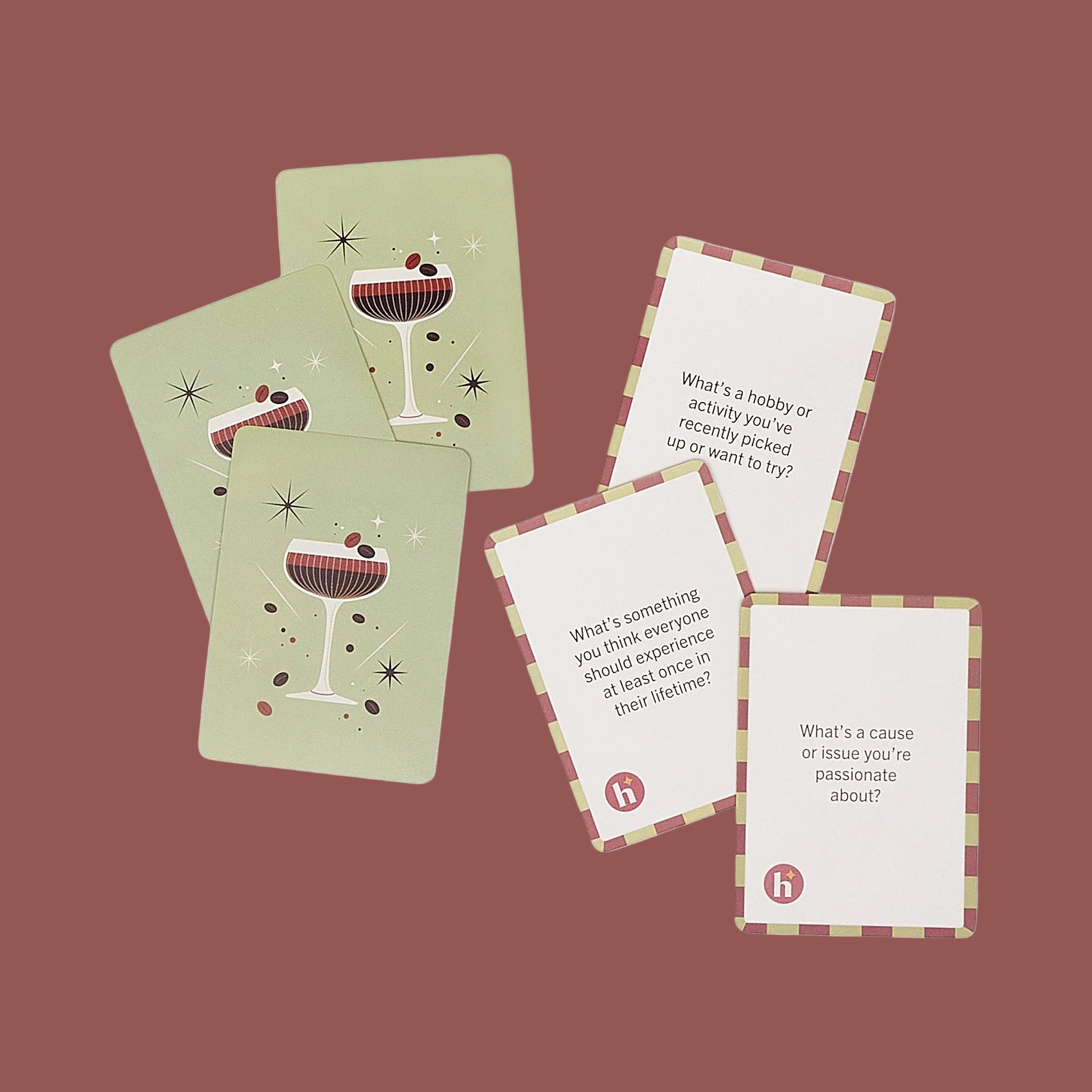 A set of conversation starter cards. 