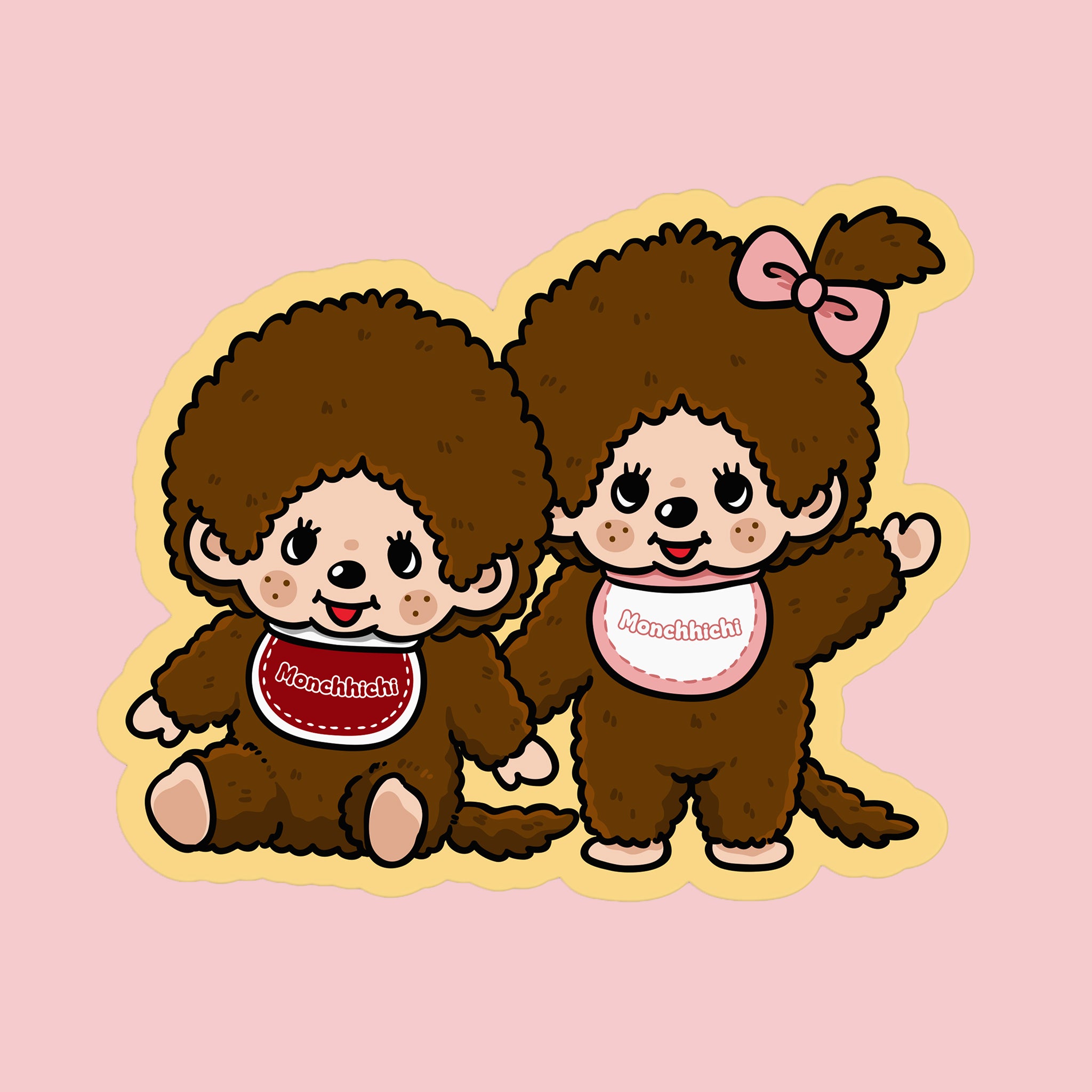 Two monchhichi doll shaped sticker. 