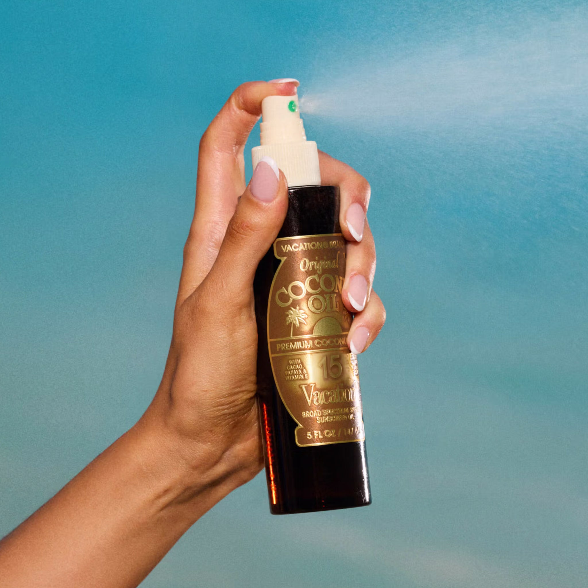 A bottle of coconut oil spray. 