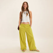 A lime green pair of pants. 