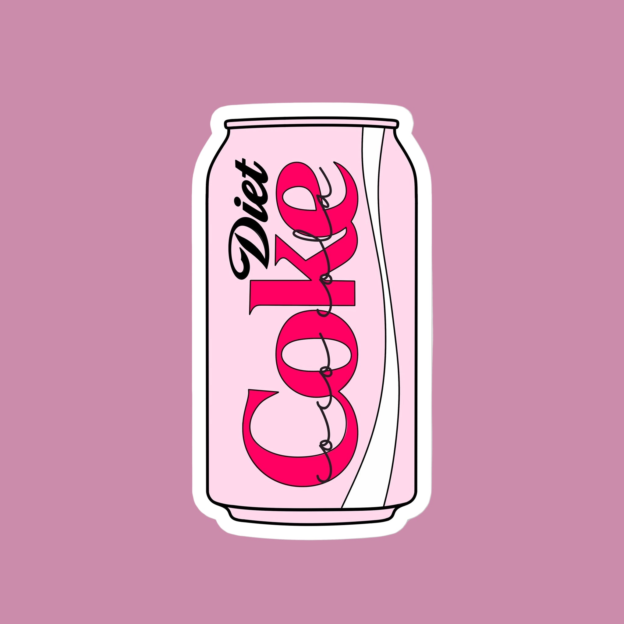 A pink diet coke can shaped sticker. 