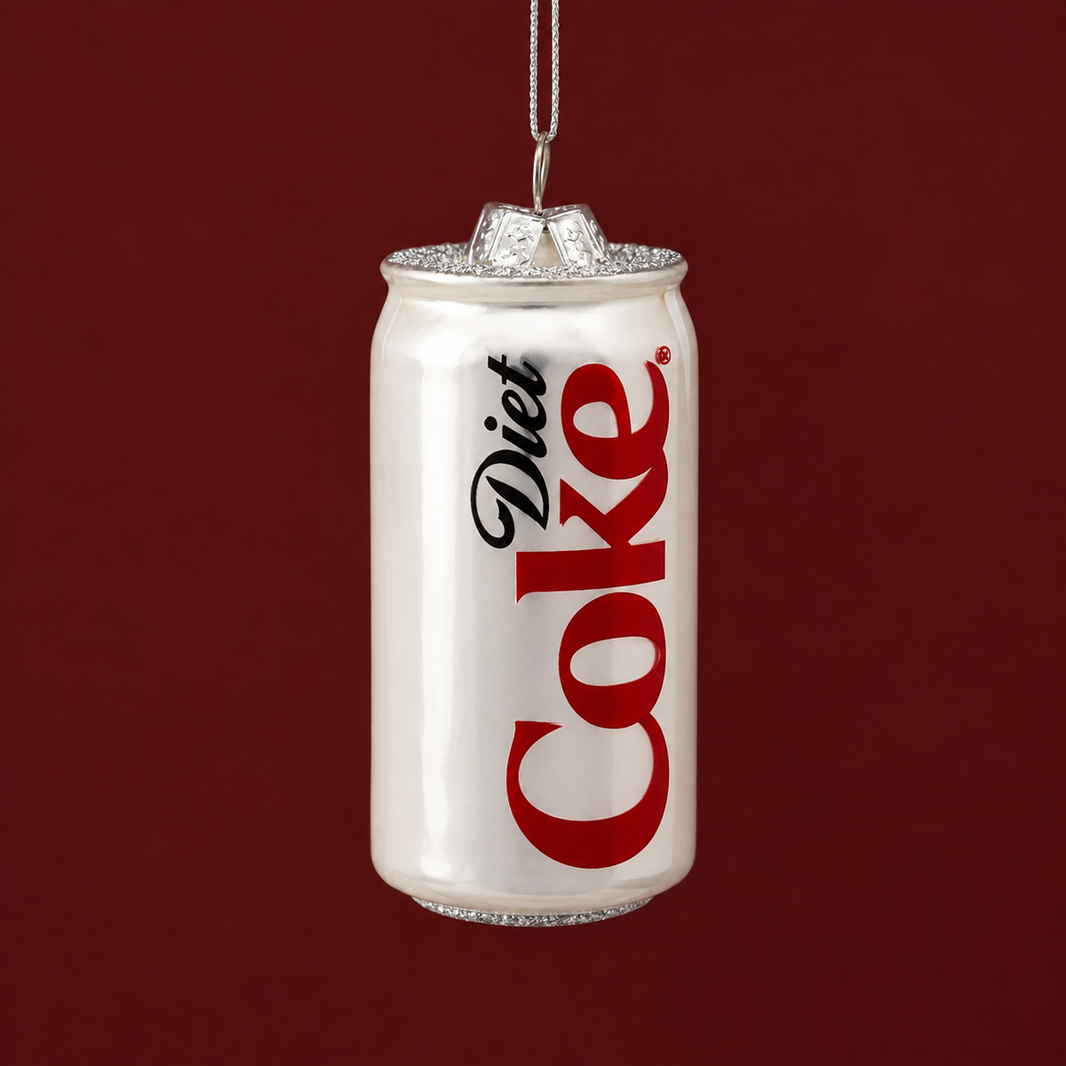 A diet coke can shaped ornament. 