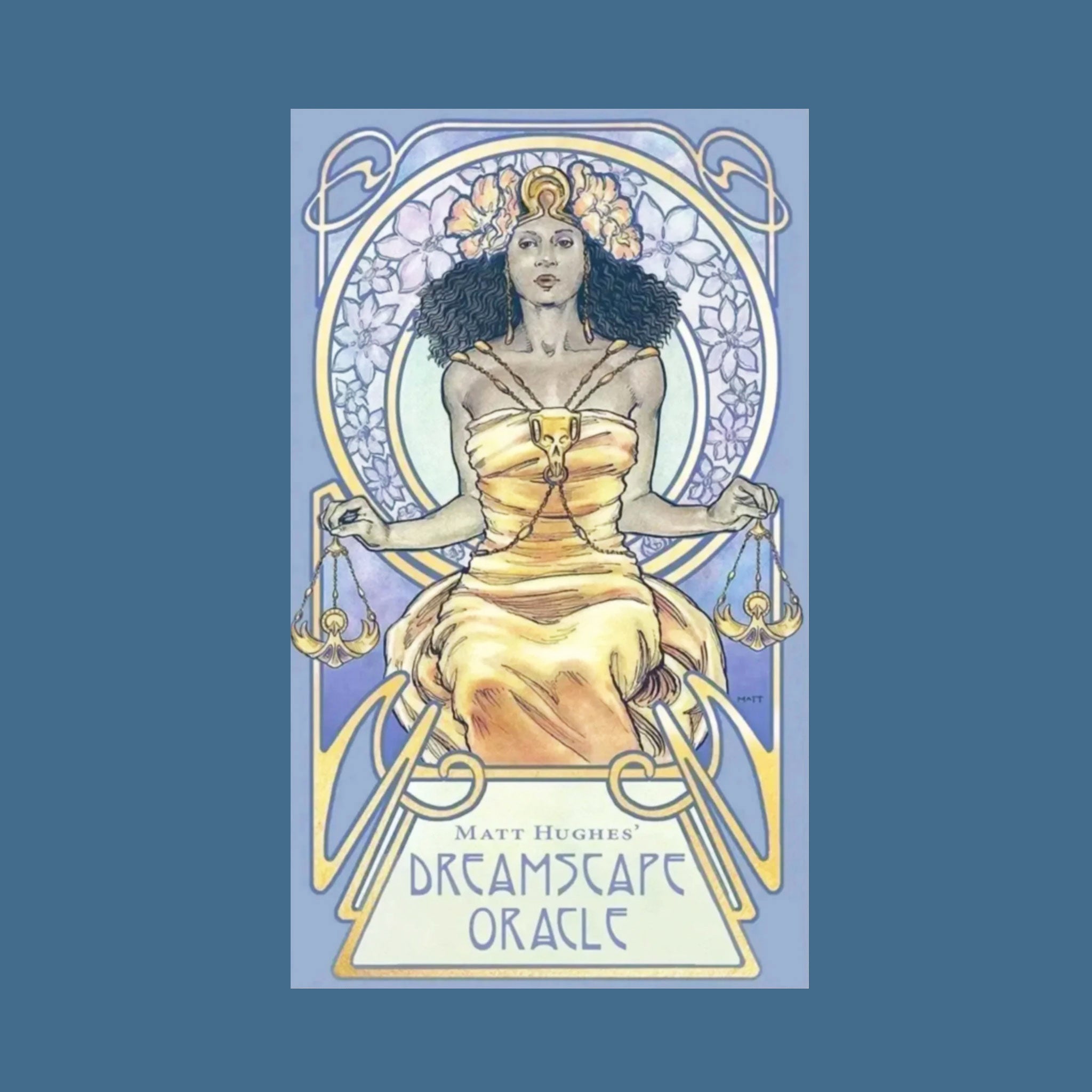 A deck of cards with different mythological archetypes designs on each one. 