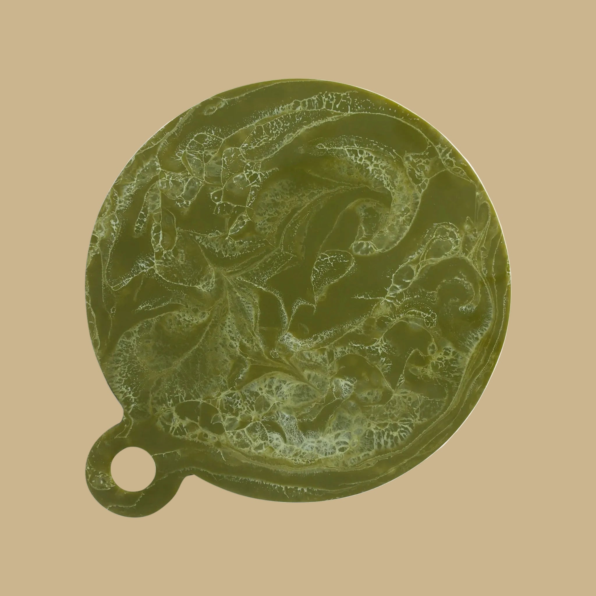 A green circle resin board. 