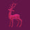 Bright pink flocked deer figurine. 