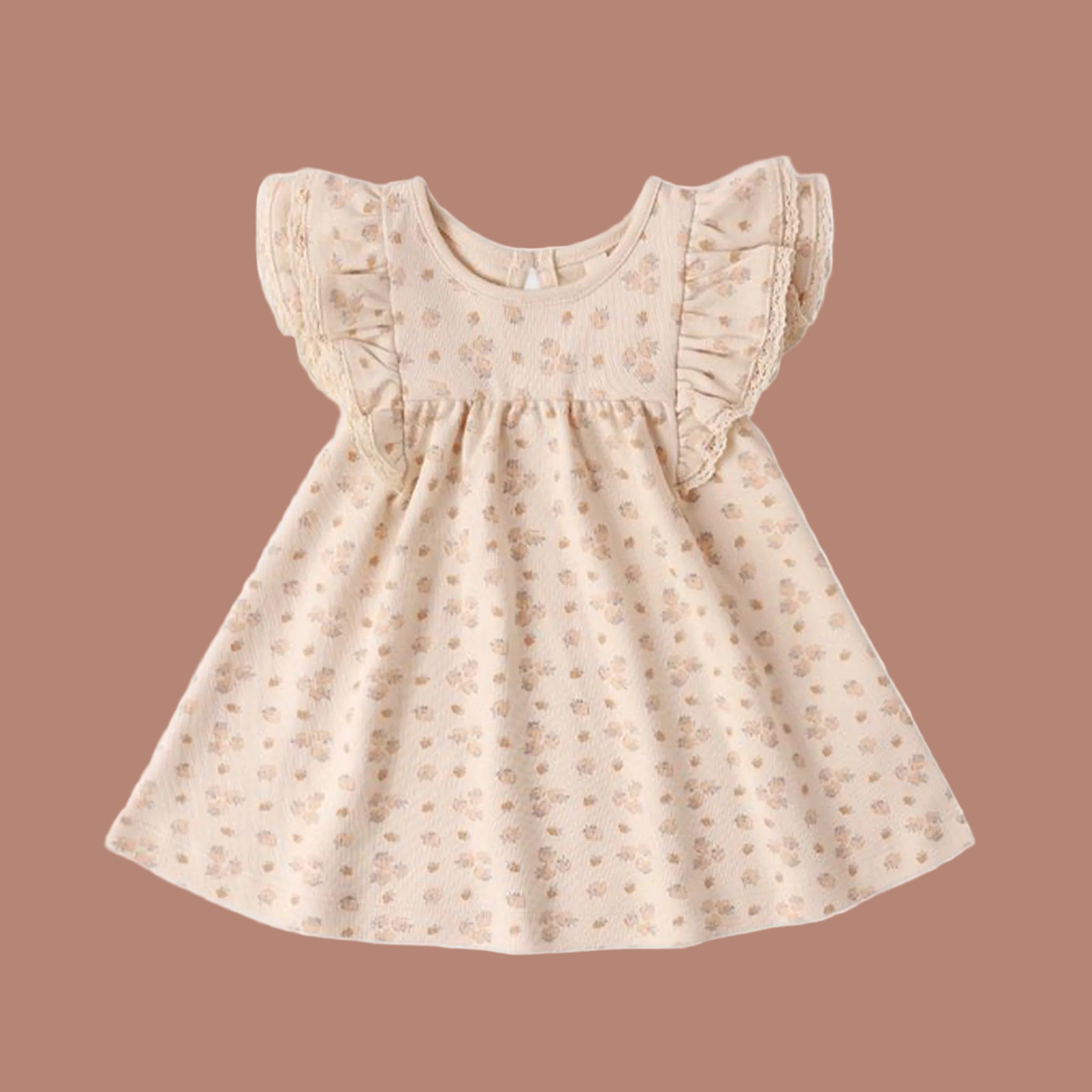 A light pink ruffle dress for babies and kids. 