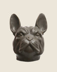 A french bulldog head shaped stoneware vase. 
