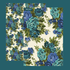 A double sided blue floral print wrapping paper front and back of sheet.
