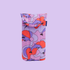 A pink, purple and red dolphin printed nylon sunglasses case.
