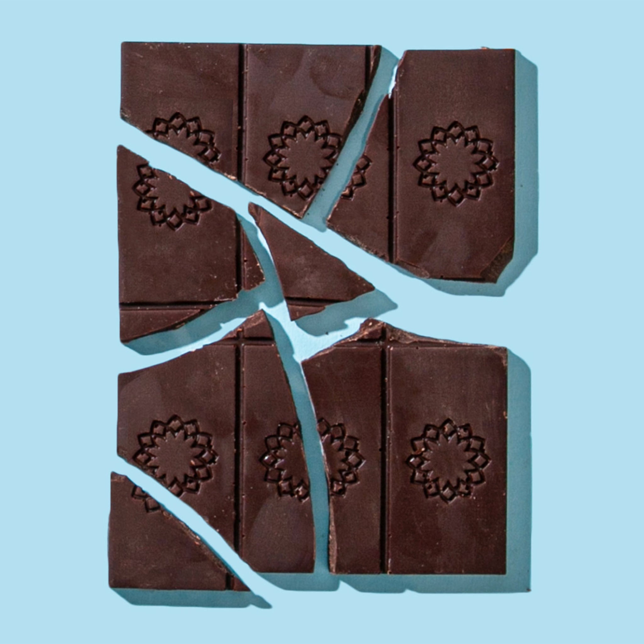 "Black Dahlia Confectionery 73% Grand Cru French-milled, single-origin dark cacao bark".