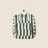 A green and white stripe mini backpack. 