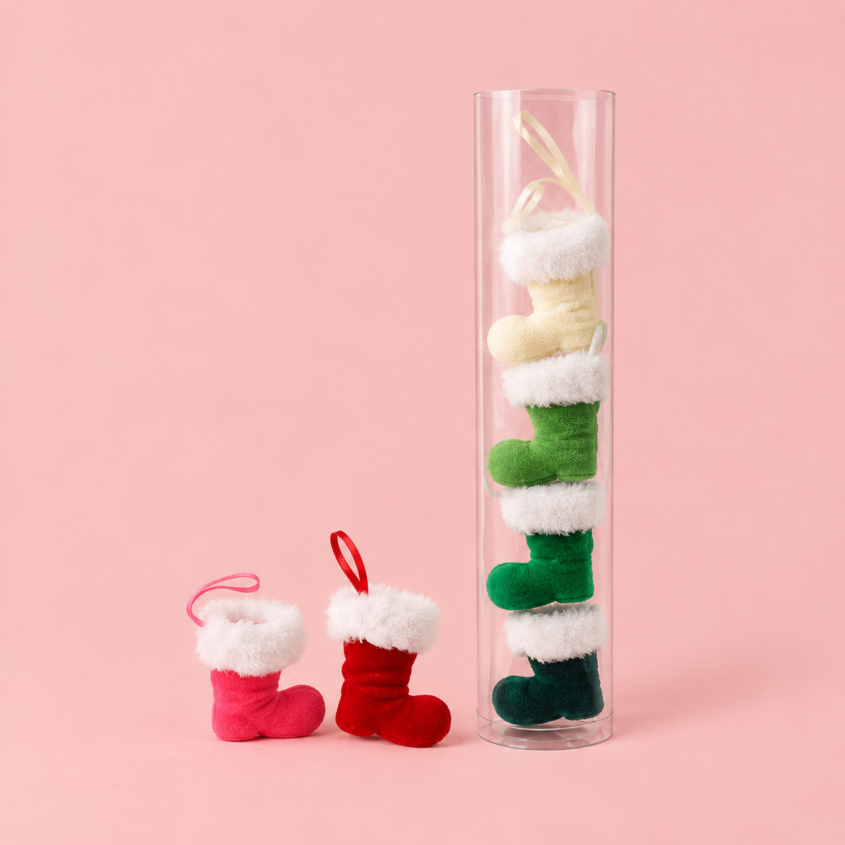 Flocked Boot Ornament Set/6