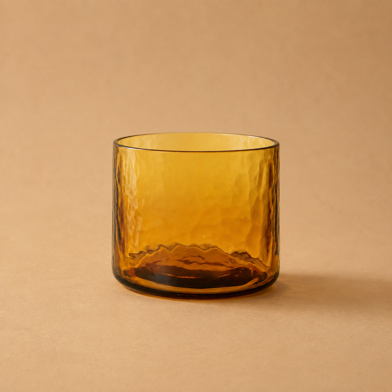 an amber colored drinking glass.