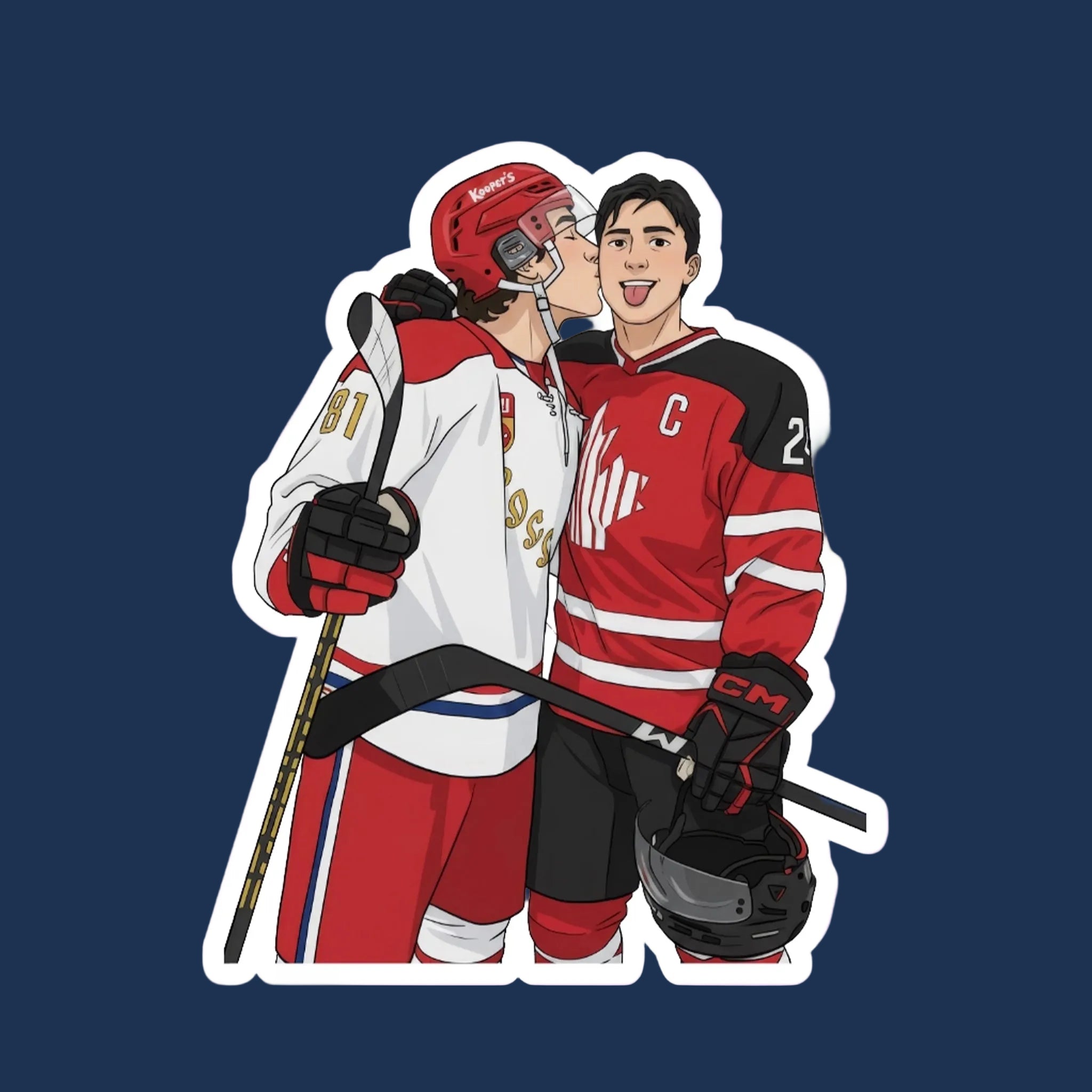 A sticker of the iconic hockey duo from the show Heated Rivalry". 