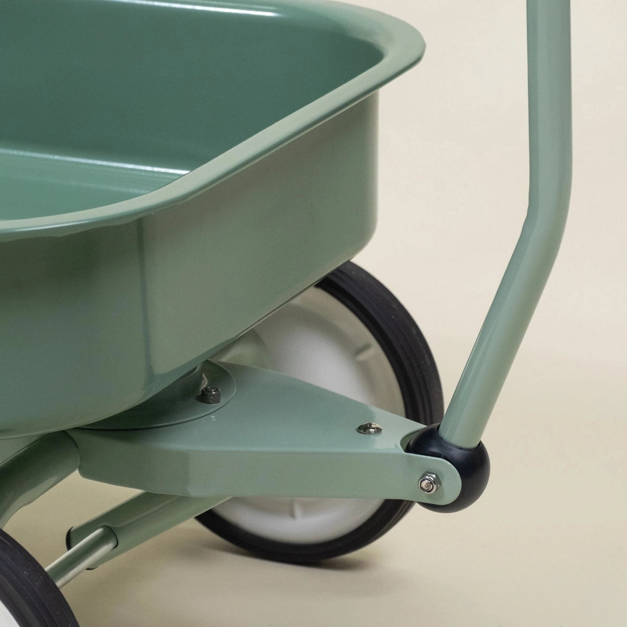 A seafoam green wagon. 