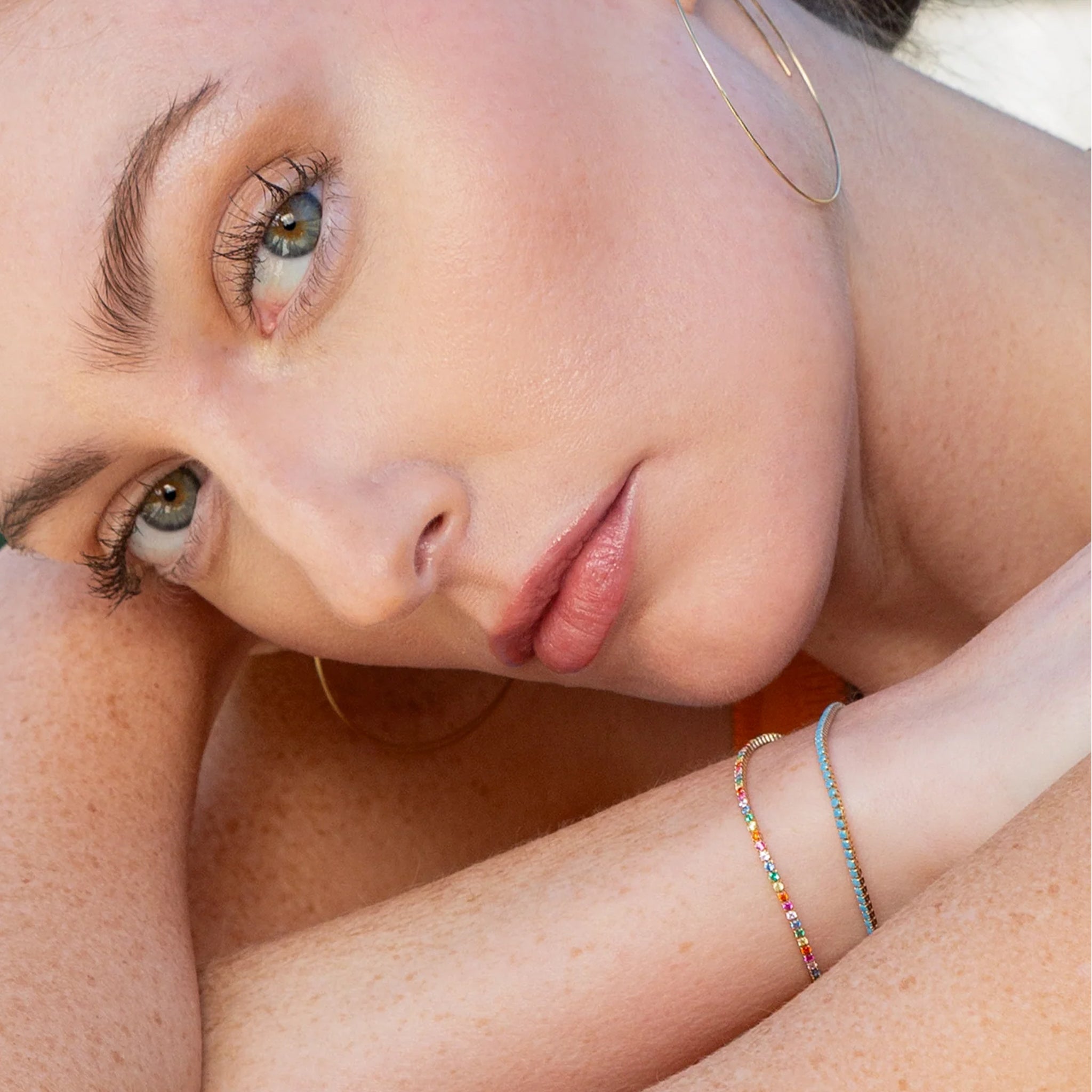 A thin micro turquoise bracelet. 