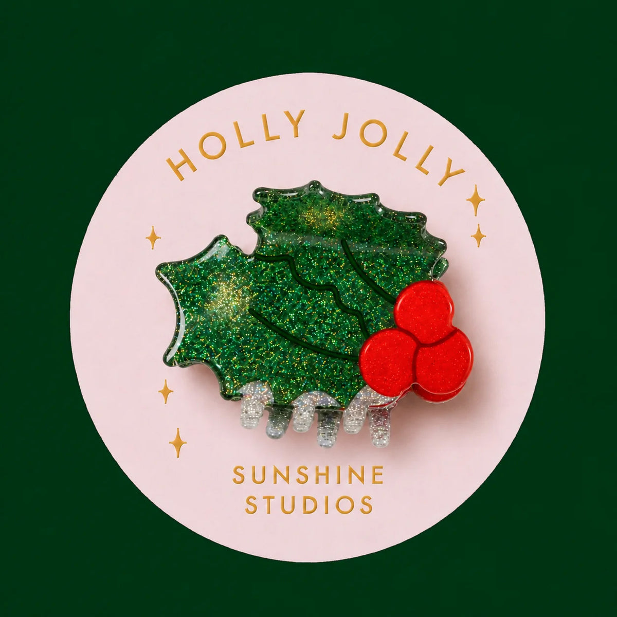 a holly leaf and berry shaped mini hair clip. 