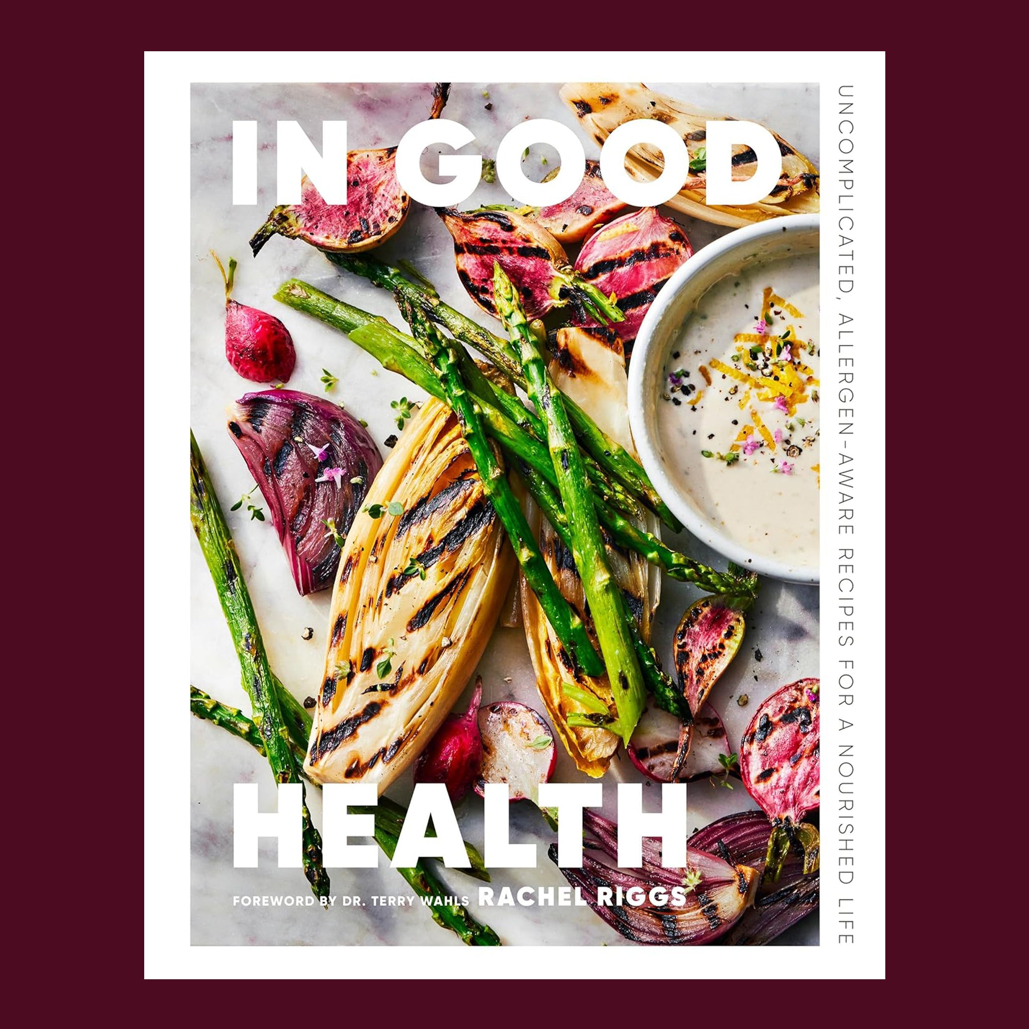 "In Good Health" bookcover with a photo of roasted vegetables. 