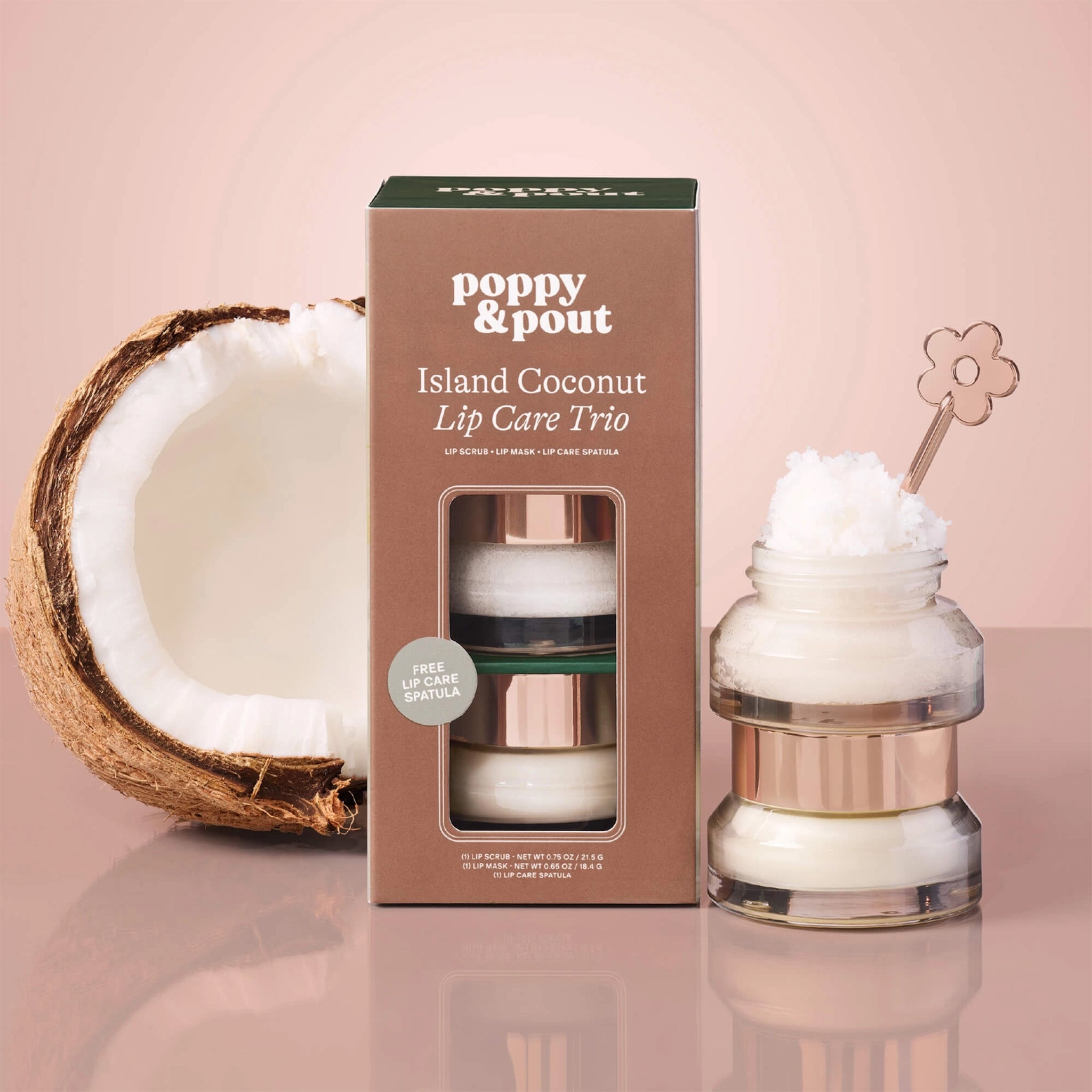 "poppy & pout island coconut lip care trio"