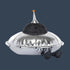 A silver and sparkle grey space saucer shaped stuffed toy. 