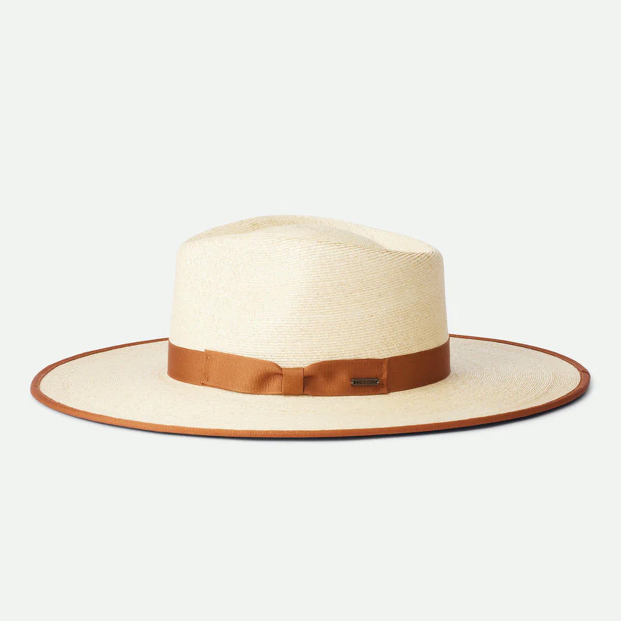 A neutral tan and natural colored rancher hat.