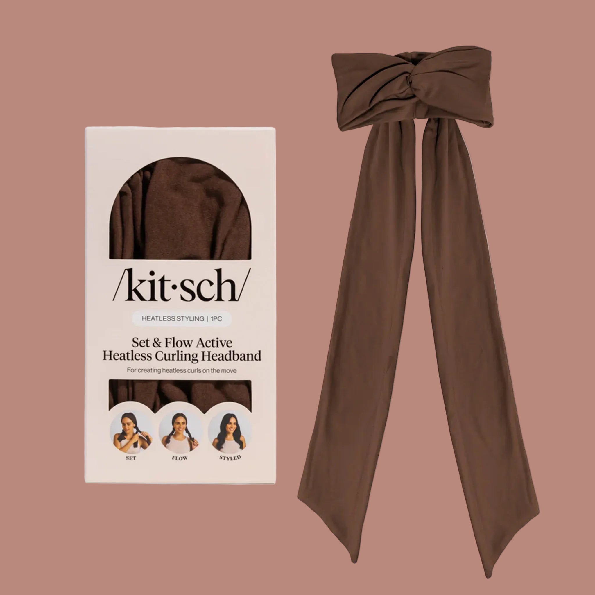 "kitsch heatless styling 1PC Set & Flow Active Heatless Curling Headband".