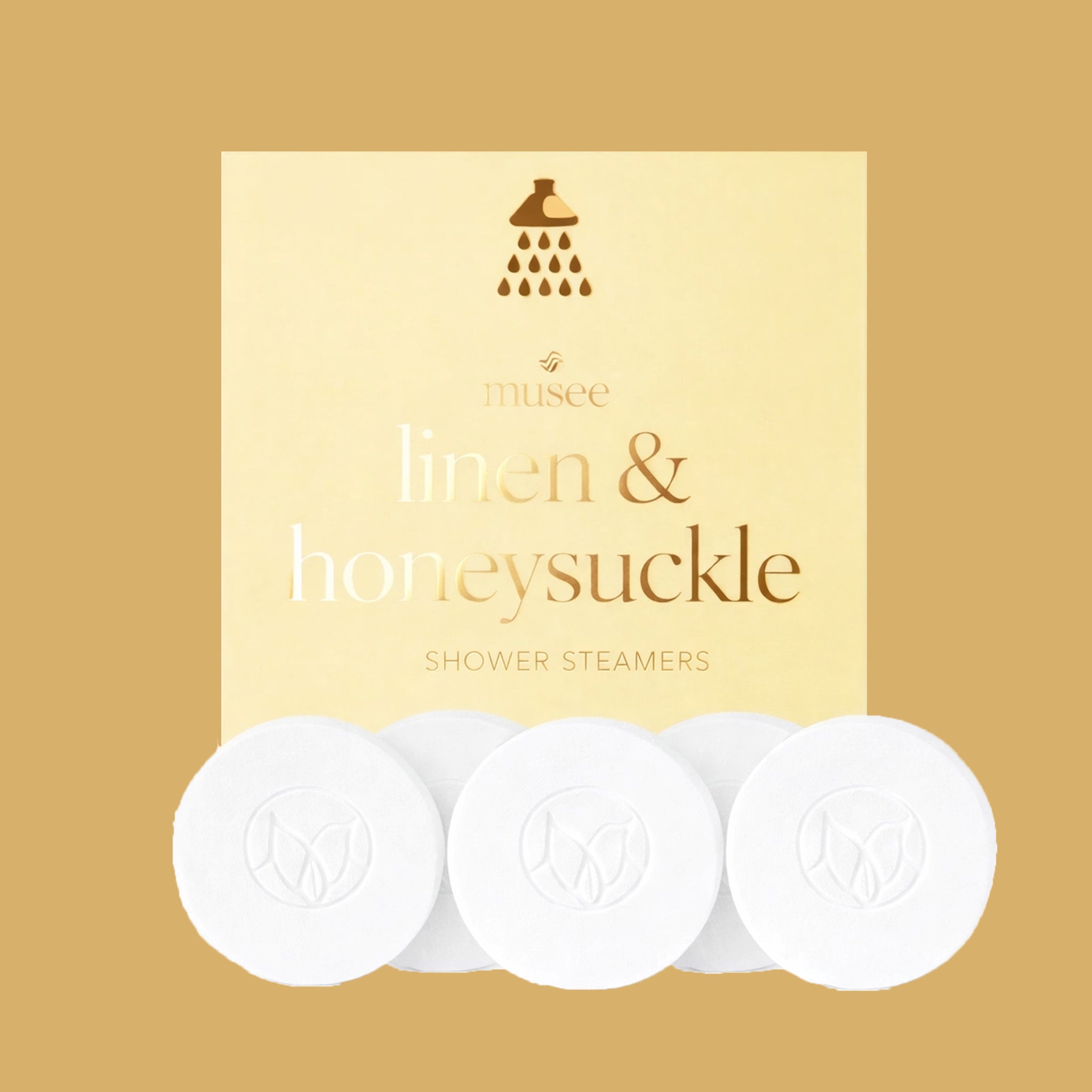 "musee linen & honeysuckle shower steamers". 