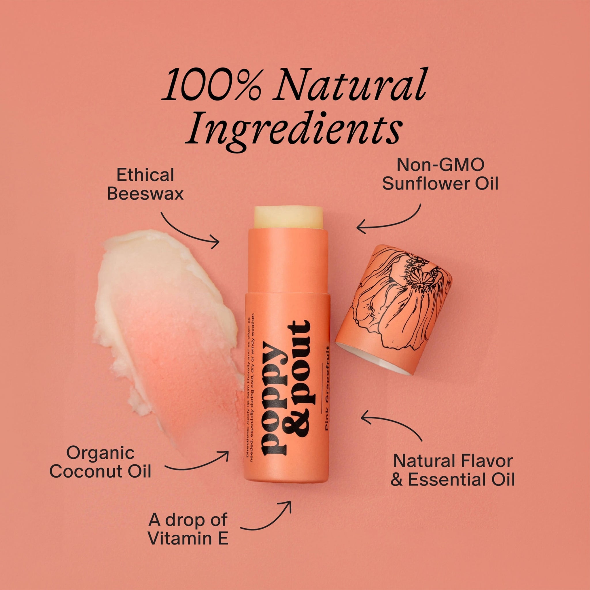 A box filled with a lip scrub and apricot colored lip balm tube. 