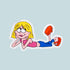A lizzie mcguire shaped sticker. 