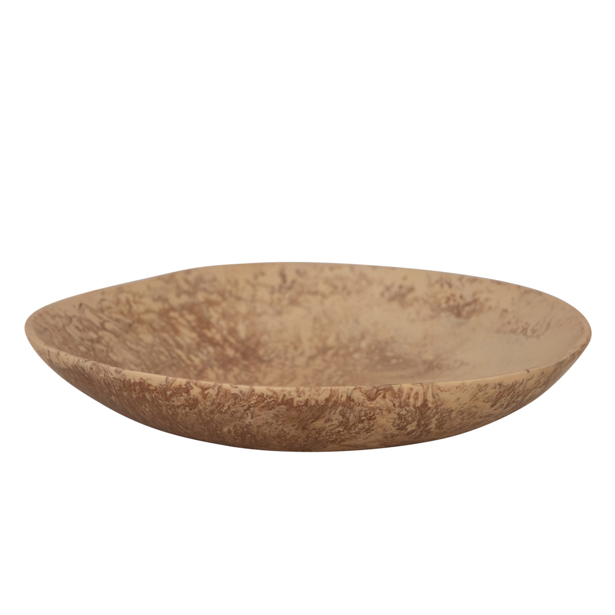 A brown marbled resin bowl. 