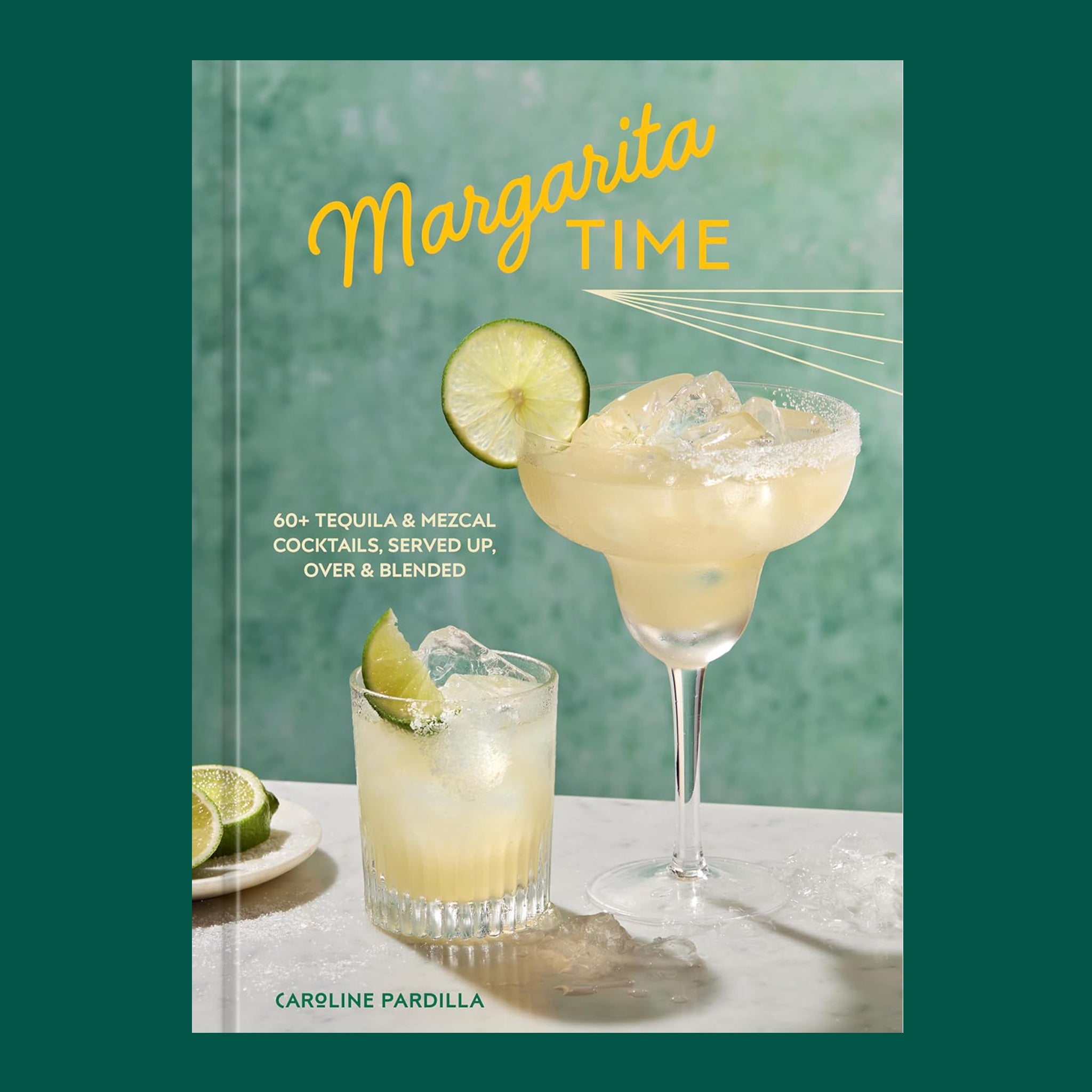 A green book cover with a photo of a margarita and text that reads, 'Margarita Time'. 