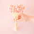 A pink bundle of light pink dried florals. 