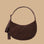 A coffee brown nylon shoulder bag.