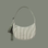 sage colored striped bag with sage colored straps on a sage colored ground.