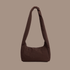 A brown nylon shoulder bag with long shoulder straps.