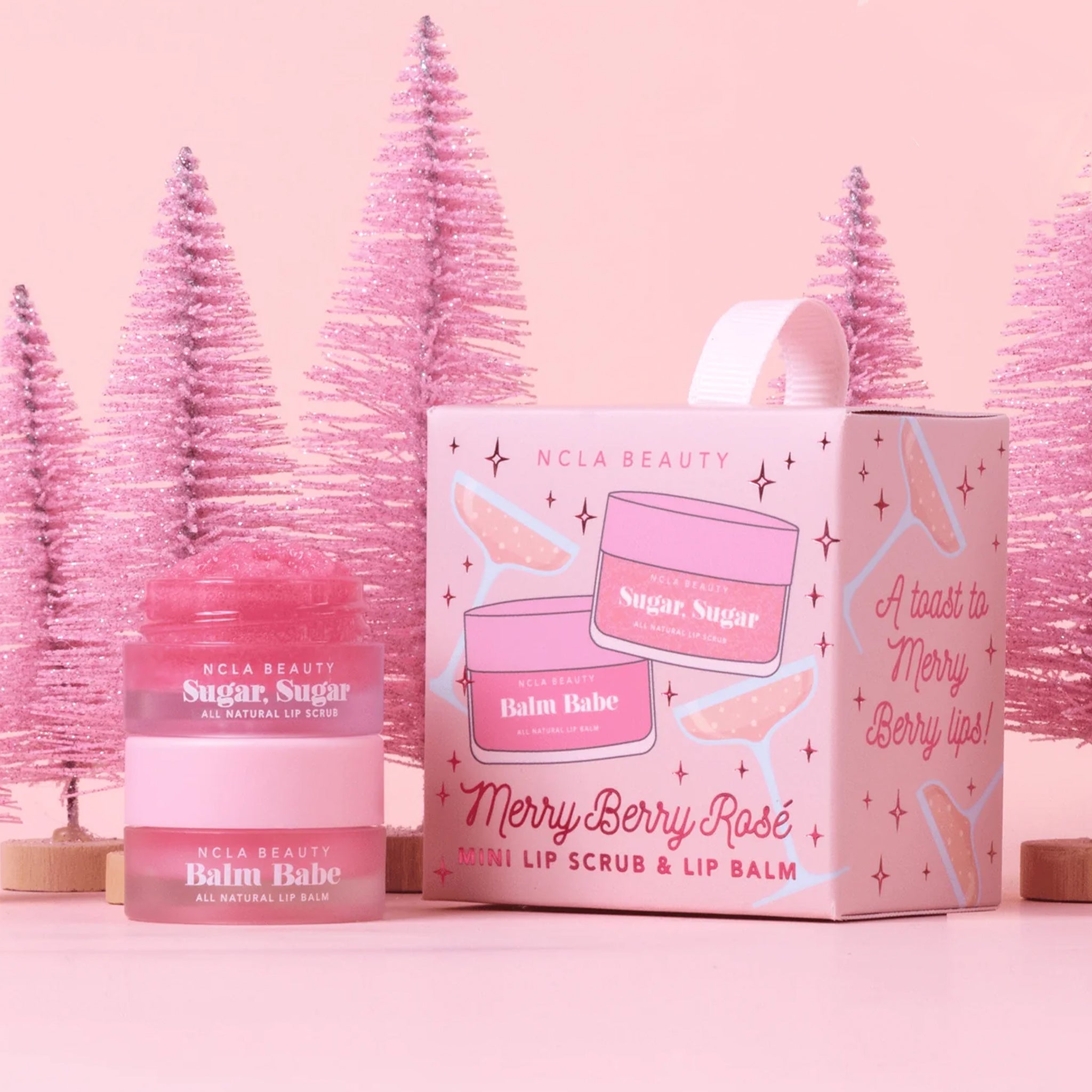 A set of a lip scrub and lip balm. 