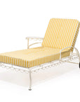 A white and yellow cushion lounge chair cushion sold separately from the chair base.