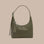 A dark green recycled leather shoulder bag.