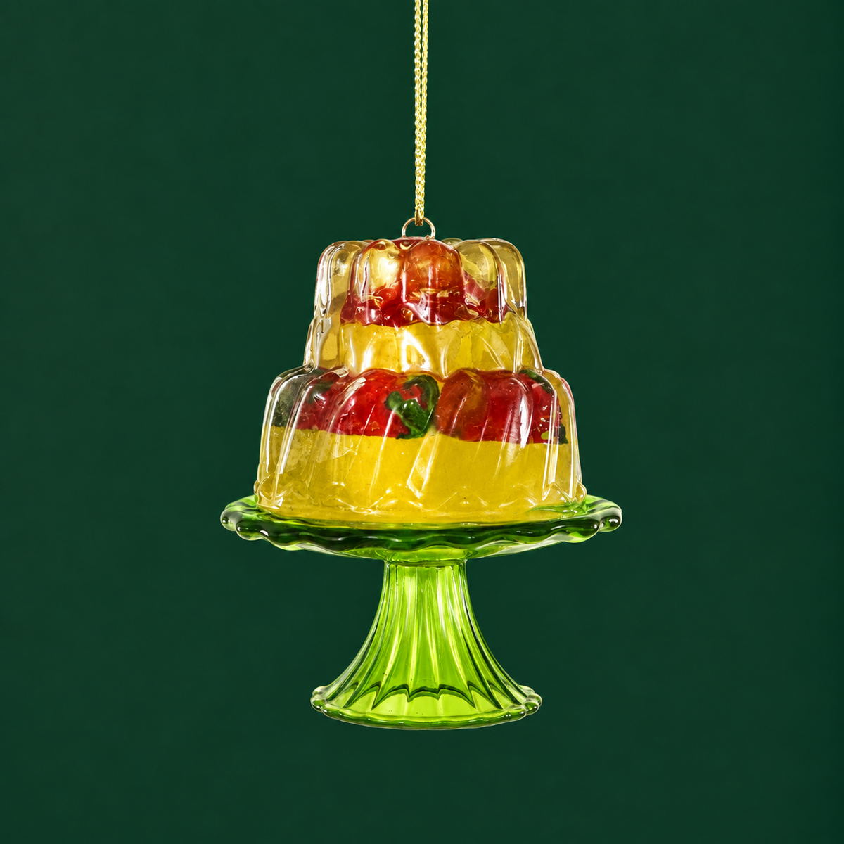 a molded jello shaped ornament. 