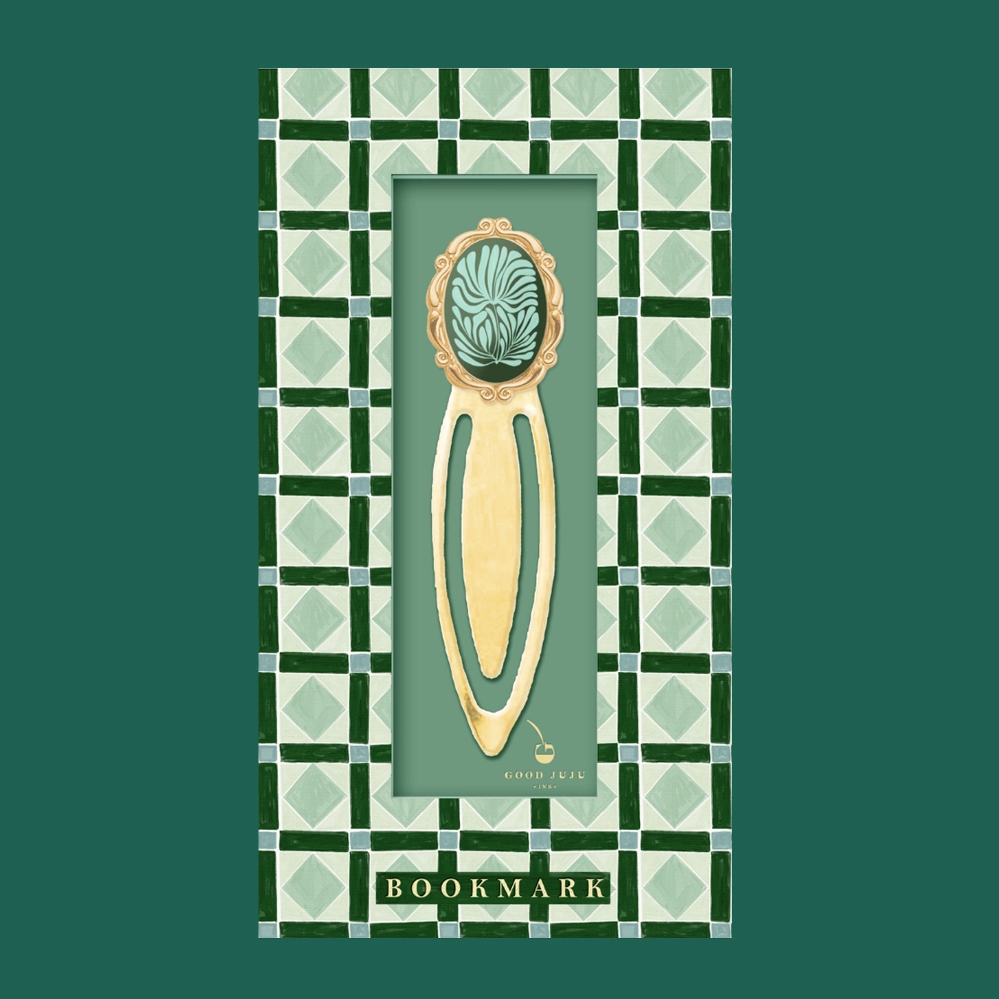 A brass mosaic bookmark. 
