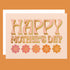 Mother's Day card with 'Happy Mother's Day' text and flowers on a peach background