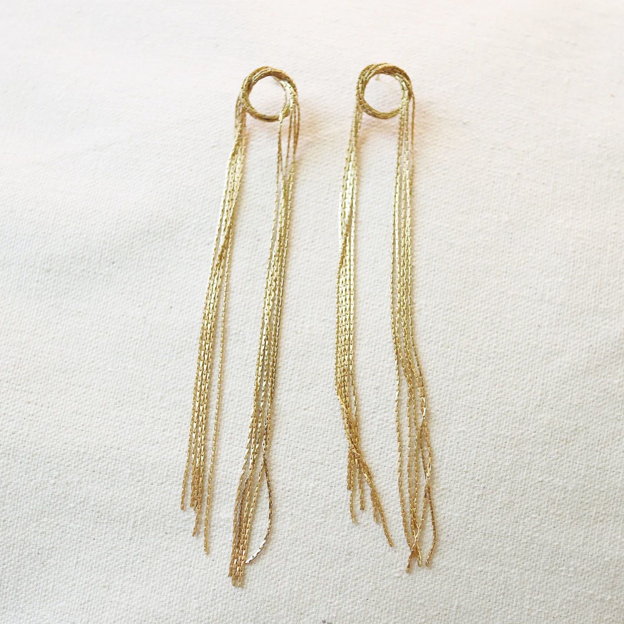 A pair of chain dangle earrings. 