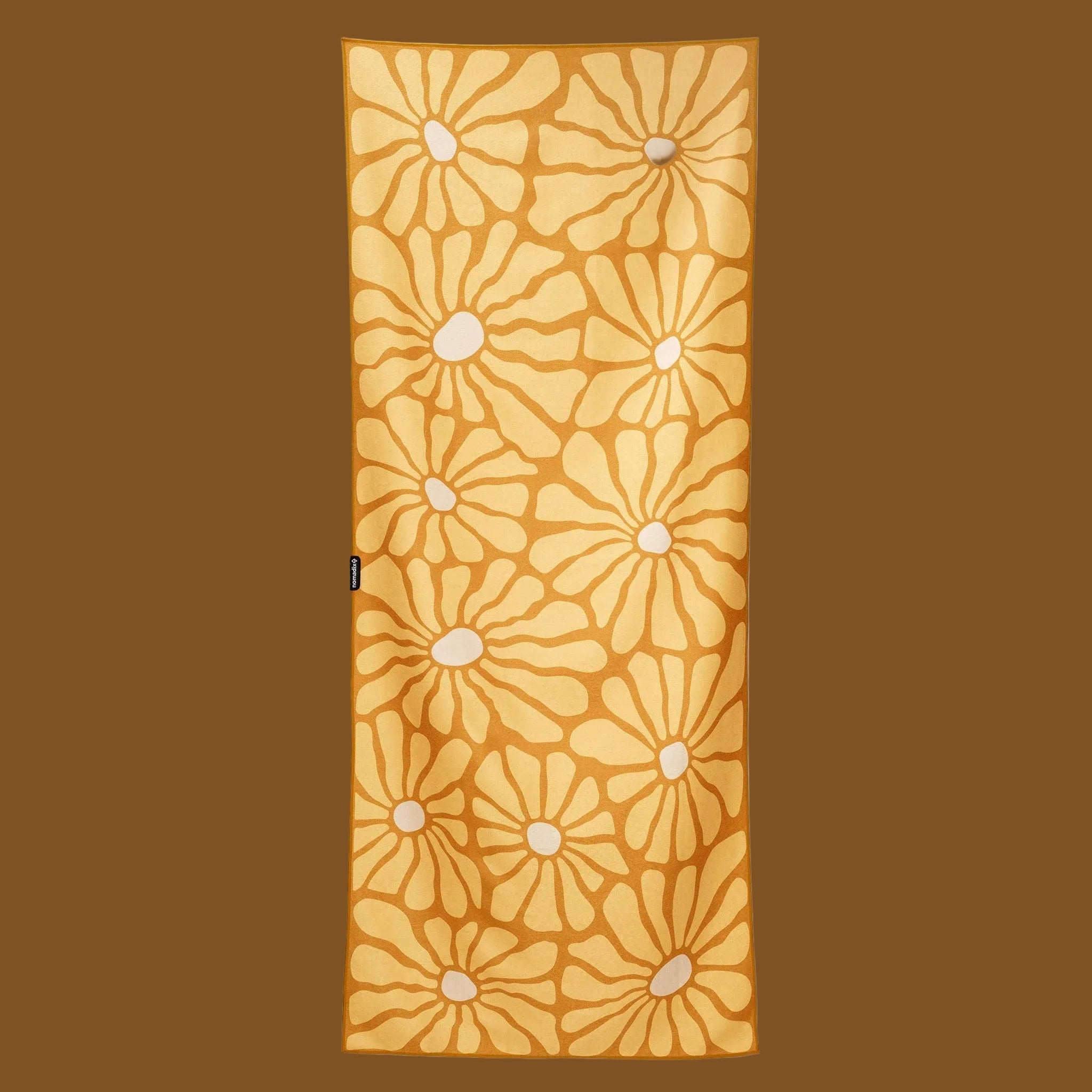 A yellow floral print towel.