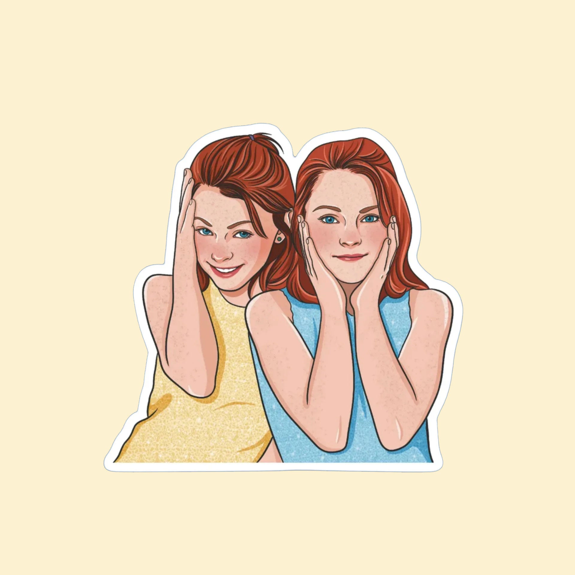 A sticker of the iconic sister duo from the movie the Parent Trap. 