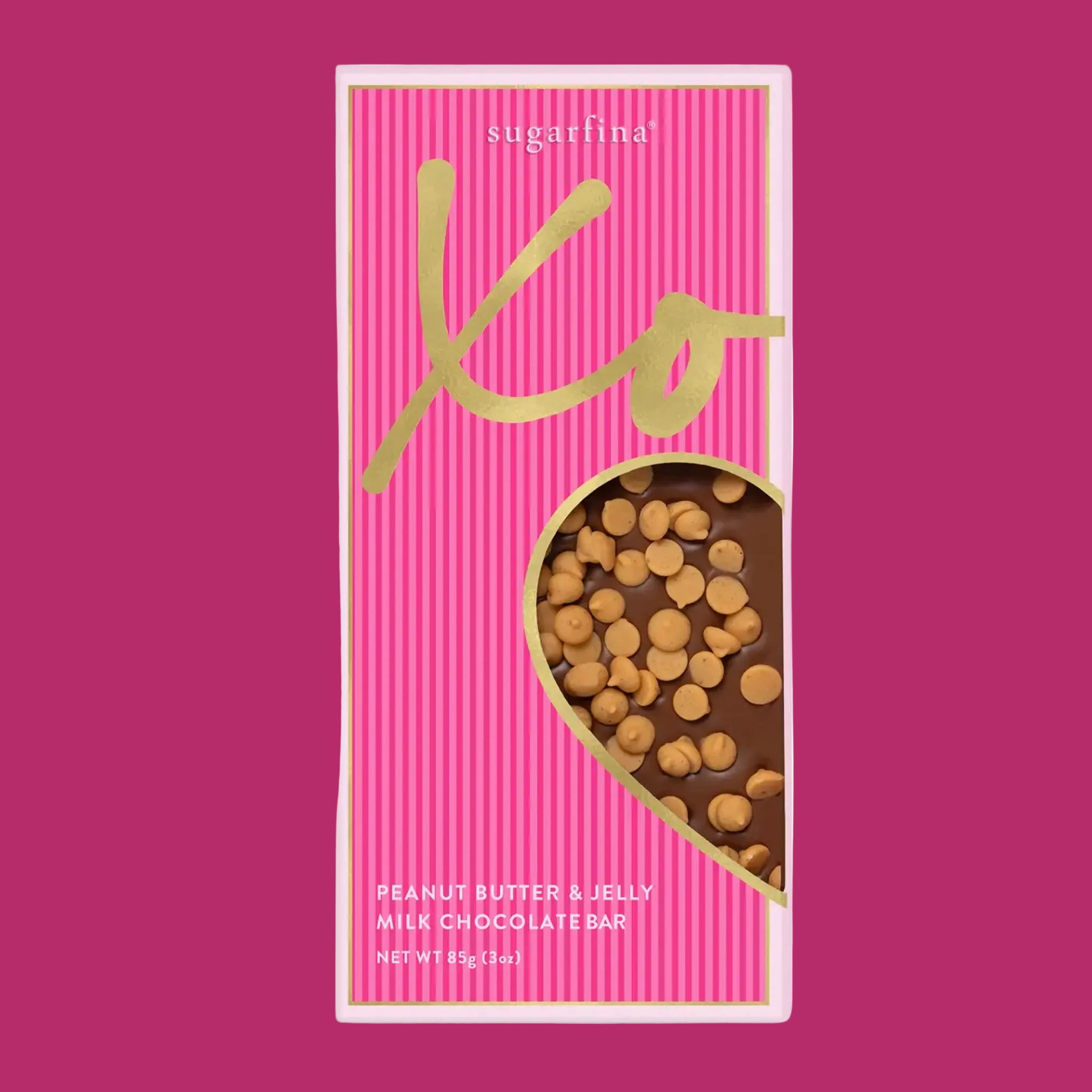 "sugarfina Xo Peanut Butter & Jelly Milk Chocolate Bar". 