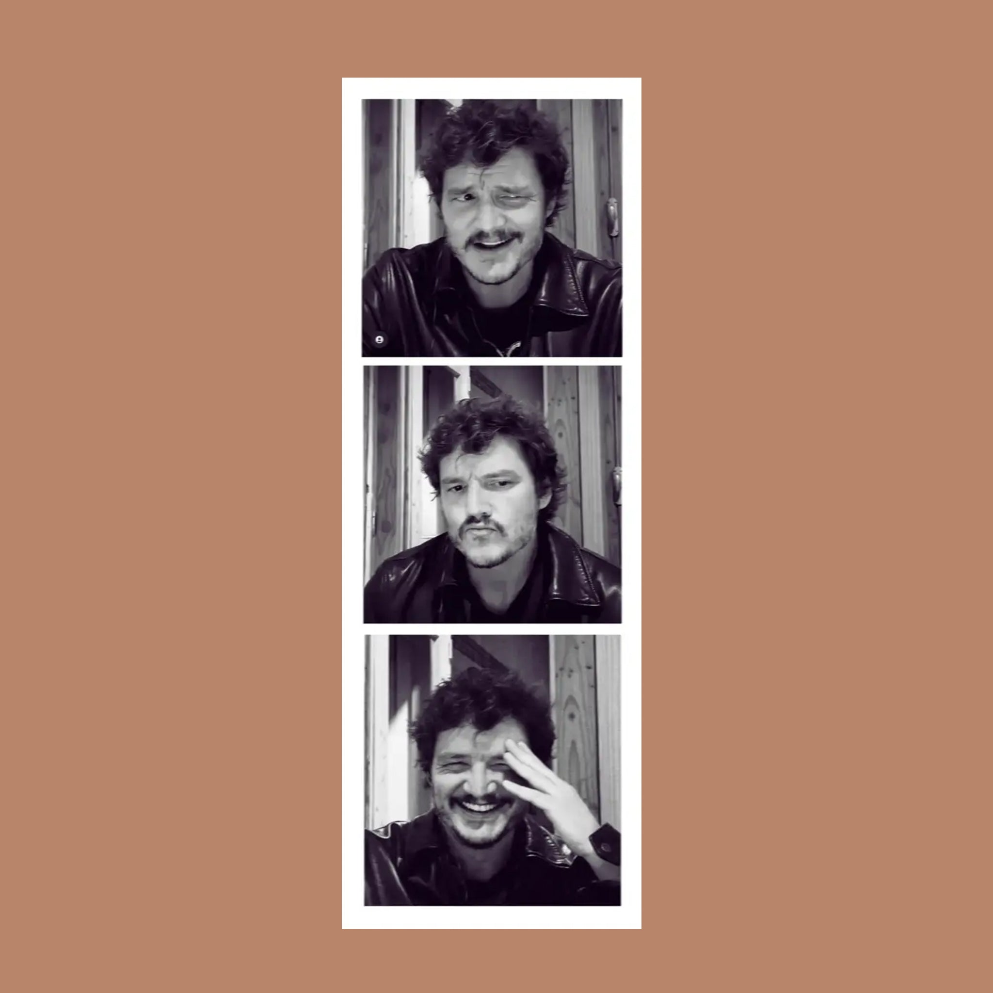 A photostrip style sticker of pedro pascal. 